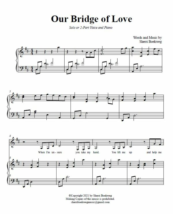Our Bridge of Love Voice and Piano Page 1